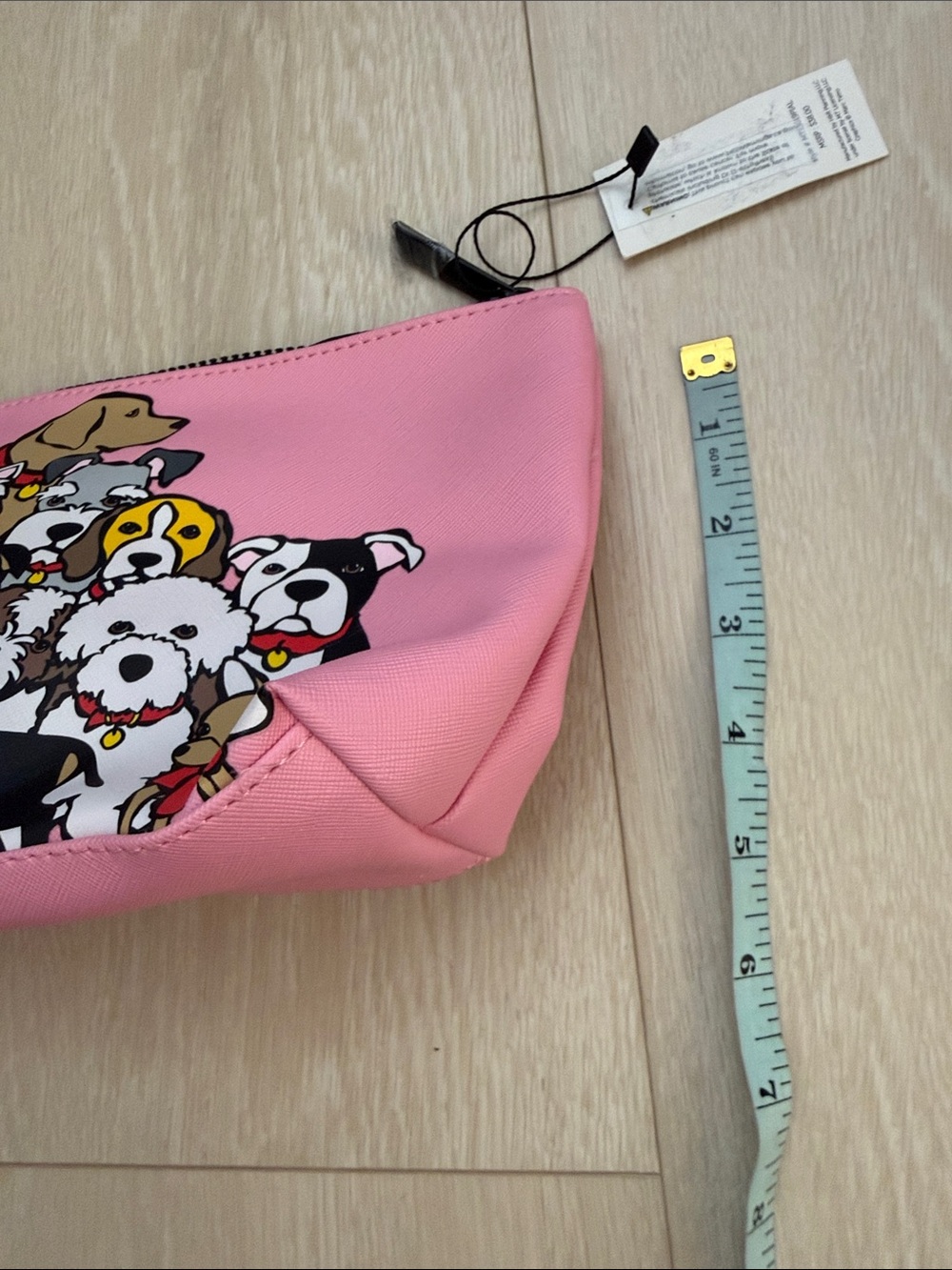Marc Tetro Pink Dog Print Cosmetic Pouch - Picture 9 of 10